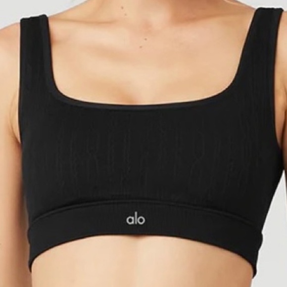 Alo Yoga Black Seamless Cable Knit Bra | Size Small EUC - Picture 1 of 5